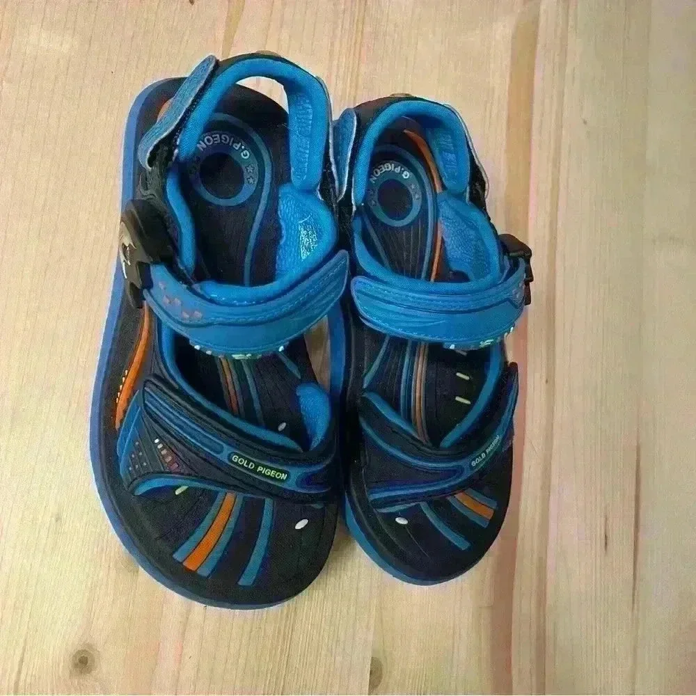 Gold PIgeon Girls Boys SNAP LOCK Sandal Blue Water Sand Us 11.5 Eu 29 Shoes.